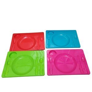 Kids dinner/ lunch trays with utensils